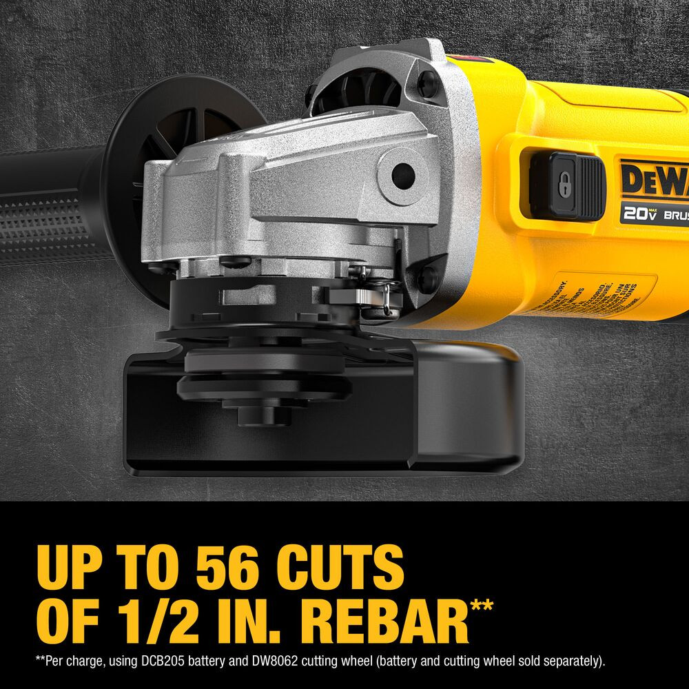 DeWalt DCG407B 20V MAX Cordless Brushless 4-1/2 inch Slide-Switch Angle Grinder (Tool Only)