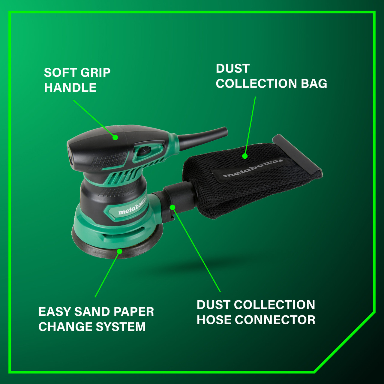 Metabo HPT SV13YST 2.8 Amp 5in Variable Speed Random Orbit Finishing Sander