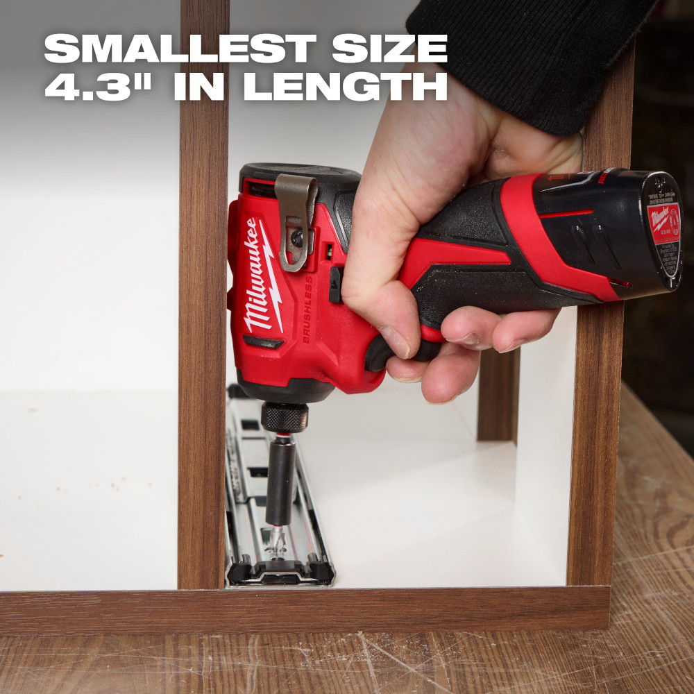 Milwaukee 3450-22 M12 Cordless Brushless Subcompact 1/4 inch Hex Impact Driver Kit