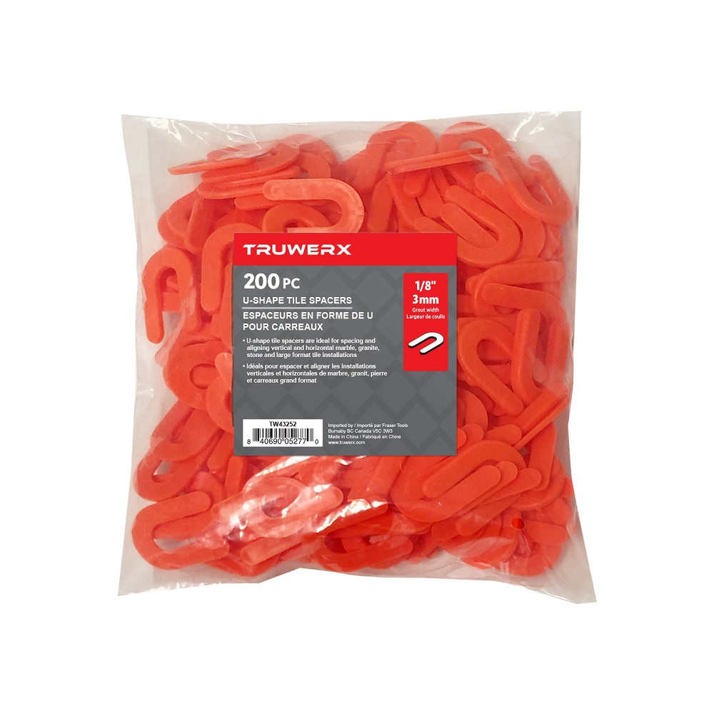 Truwerx 43252 1/8 Inch U-Type Tile Spacers - 200pk.