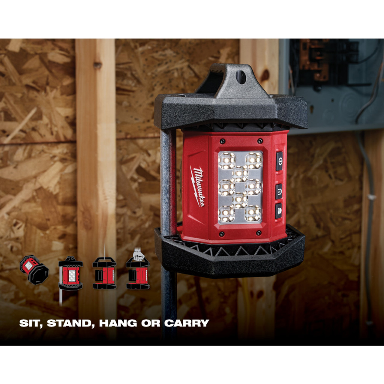 Milwaukee 2361-20 M18 ROVER LED Flood Light illuminating workspace (battery sold separately)