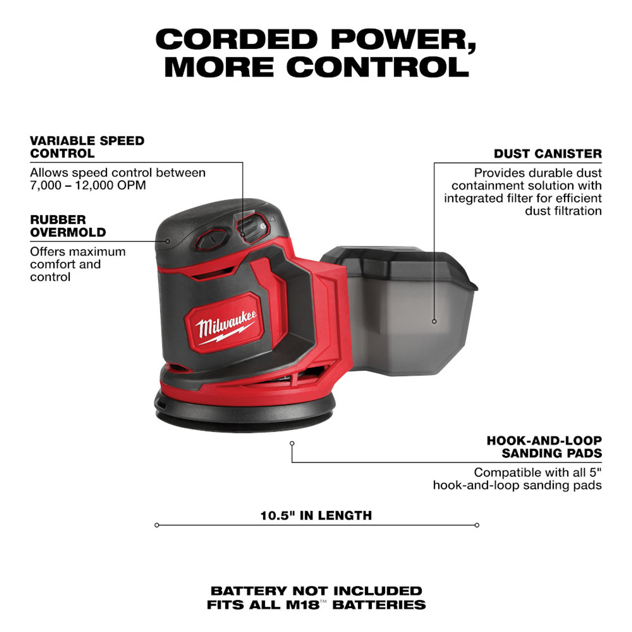 Milwaukee 2648-20 M18 Random Orbit Sander (Tool Only) Milwaukee 2648-20 M18 Random Orbit Sander (Tool Only)