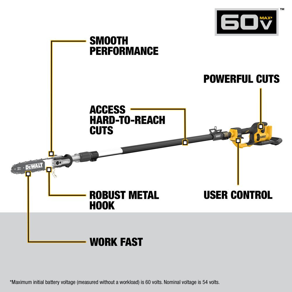 DeWalt DCPS671B FLEXVOLT 60V MAX Cordless Brushless 140 Inch Telescoping Pole Saw (Tool Only)
