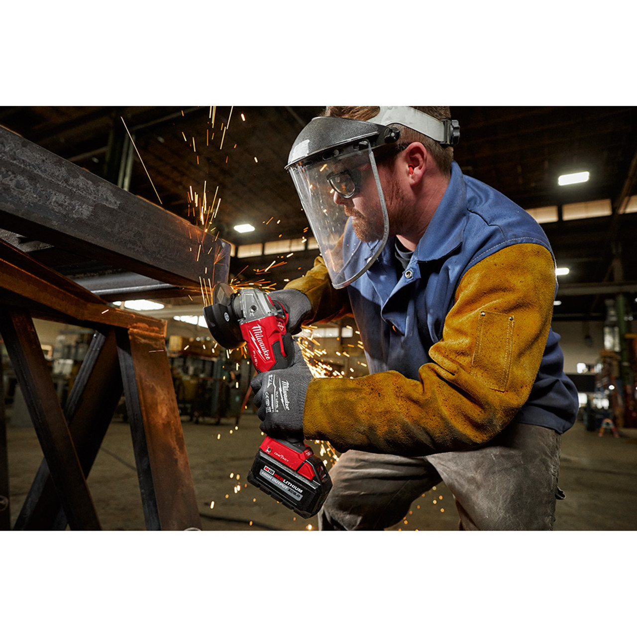 Milwaukee 2883-20 M18 FUEL 4-1/2 inch / 5 inch Braking Angle Grinder with Slide Switch cutting metal (battery sold separately) Milwaukee 2883-20 M18 FUEL 4-1/2 inch / 5 inch Braking Angle Grinder with Slide Switch cutting metal (battery sold separately)