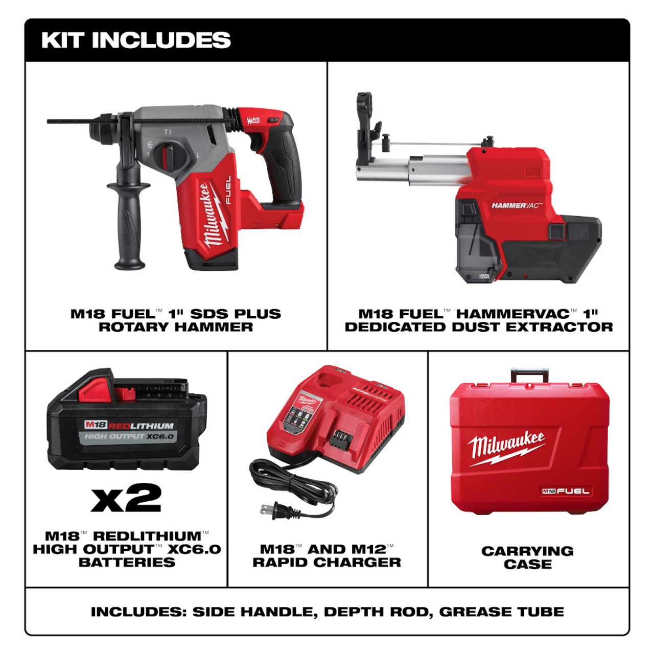 Milwaukee 2912-22DE M18 FUEL 1 inch SDS-Plus Rotary Hammer Kit Milwaukee 2912-22DE M18 FUEL 1 inch SDS-Plus Rotary Hammer Kit