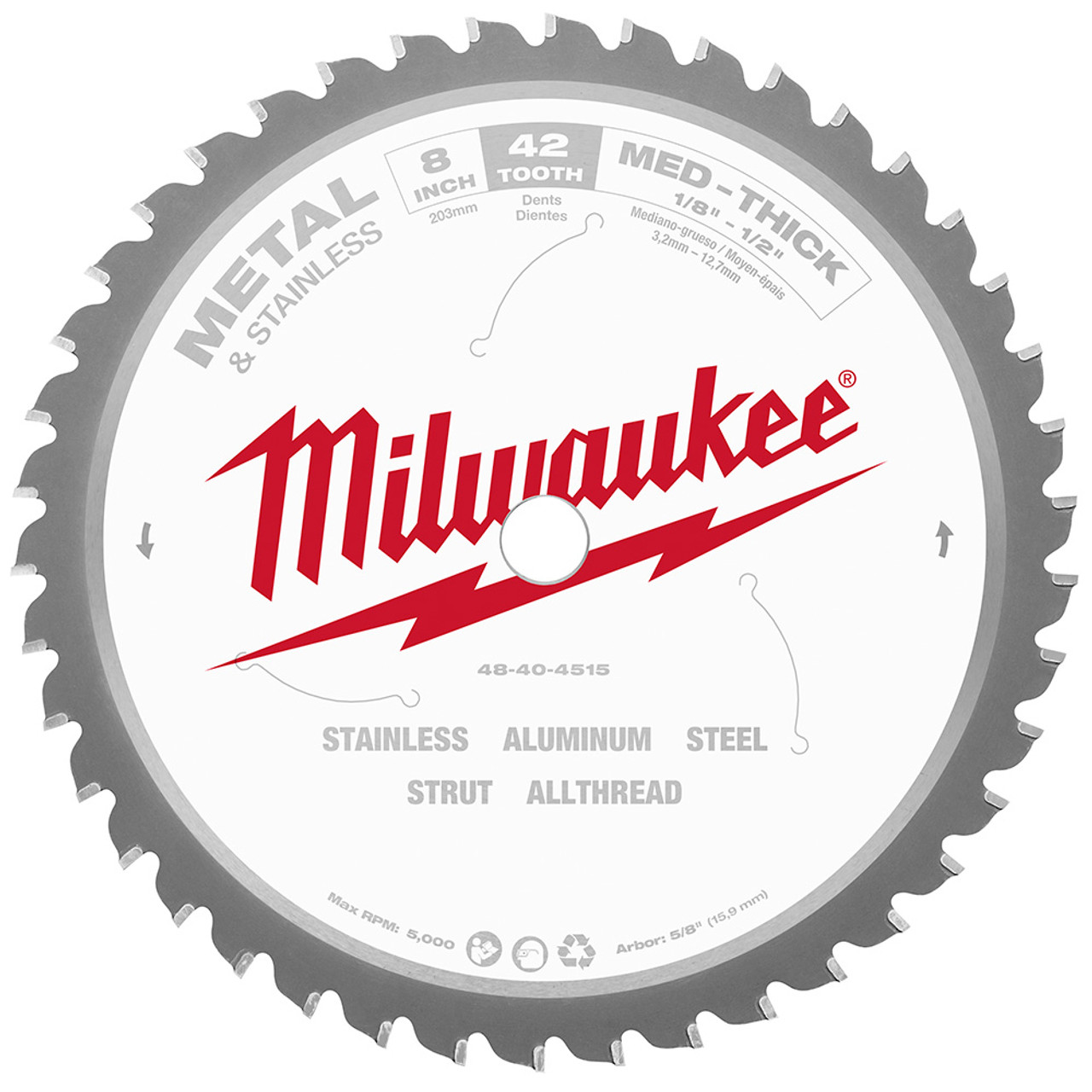 Milwaukee 48-40-4515 8 inch x 42T Metal Cutting Circular Saw Blade Milwaukee 48-40-4515 8 inch x 42T Metal Cutting Circular Saw Blade