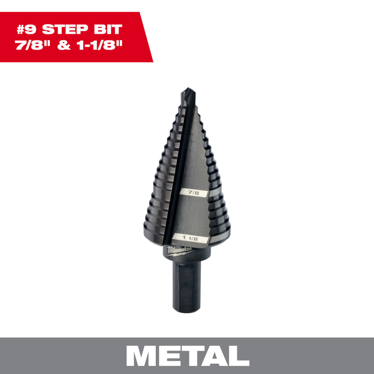 Milwaukee 48-89-9209 #9 Step Drill Bit 7/8 inch  and1-1/8 inch - 2 Steps Milwaukee 48-89-9209 #9 Step Drill Bit 7/8 inch  and1-1/8 inch - 2 Steps