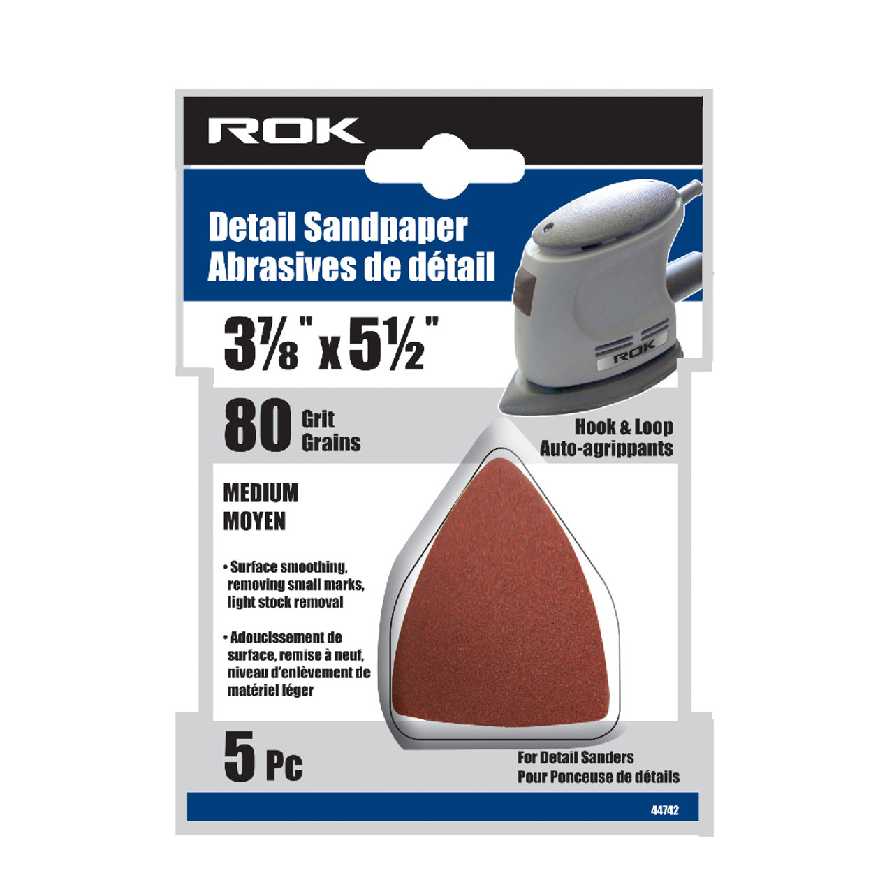 ROK 80 Grit Detail Sandpaper Sheets - 5pk