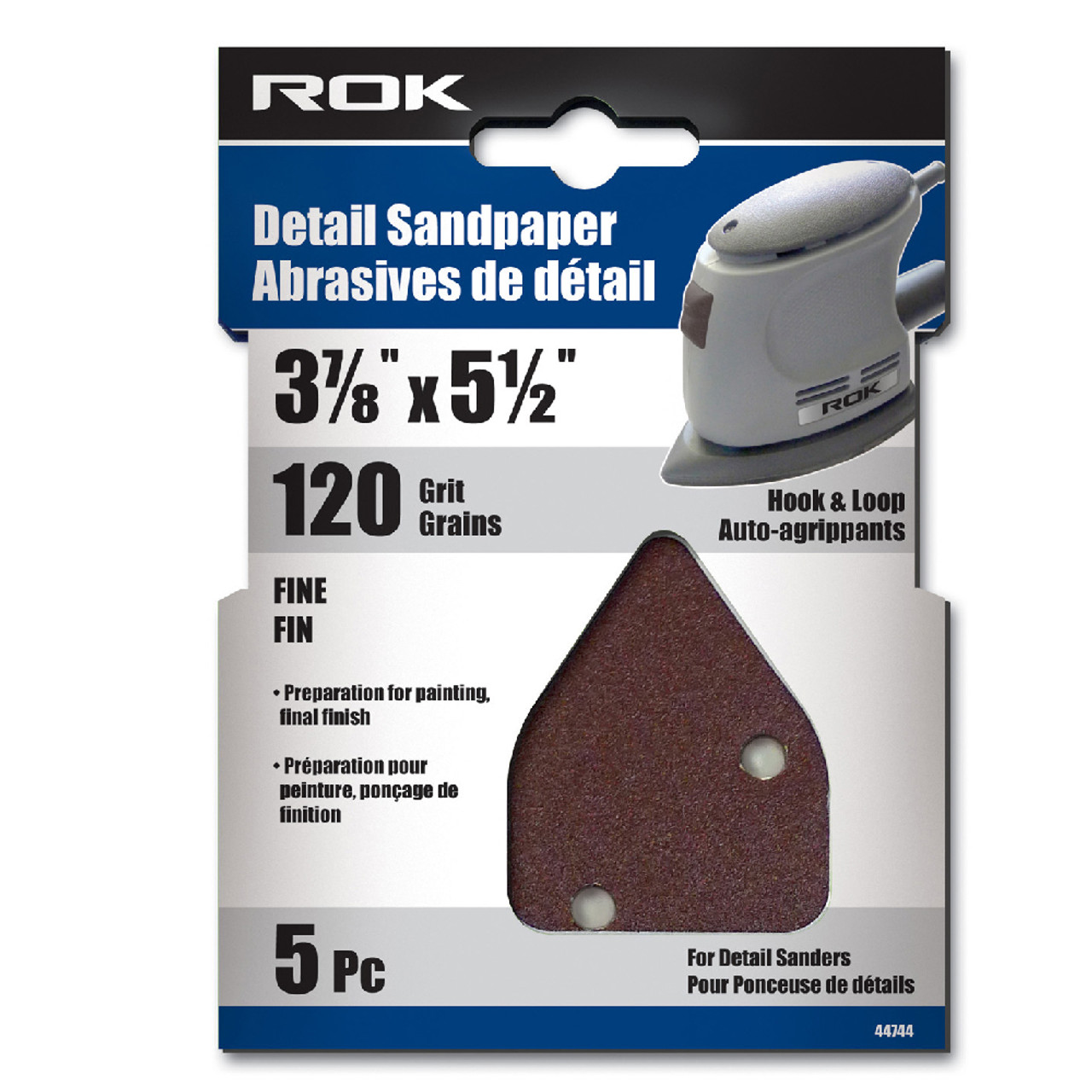 ROK 120 Grit Detail Sandpaper Sheets - 5pk