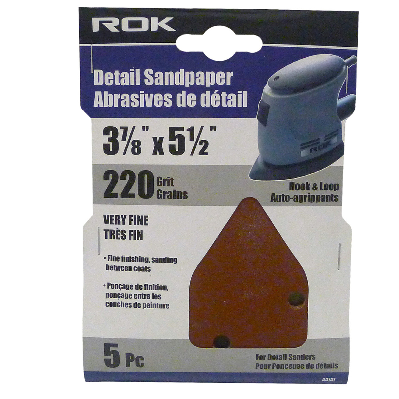 ROK 220 Grit Detail Sandpaper Sheets - 5pk