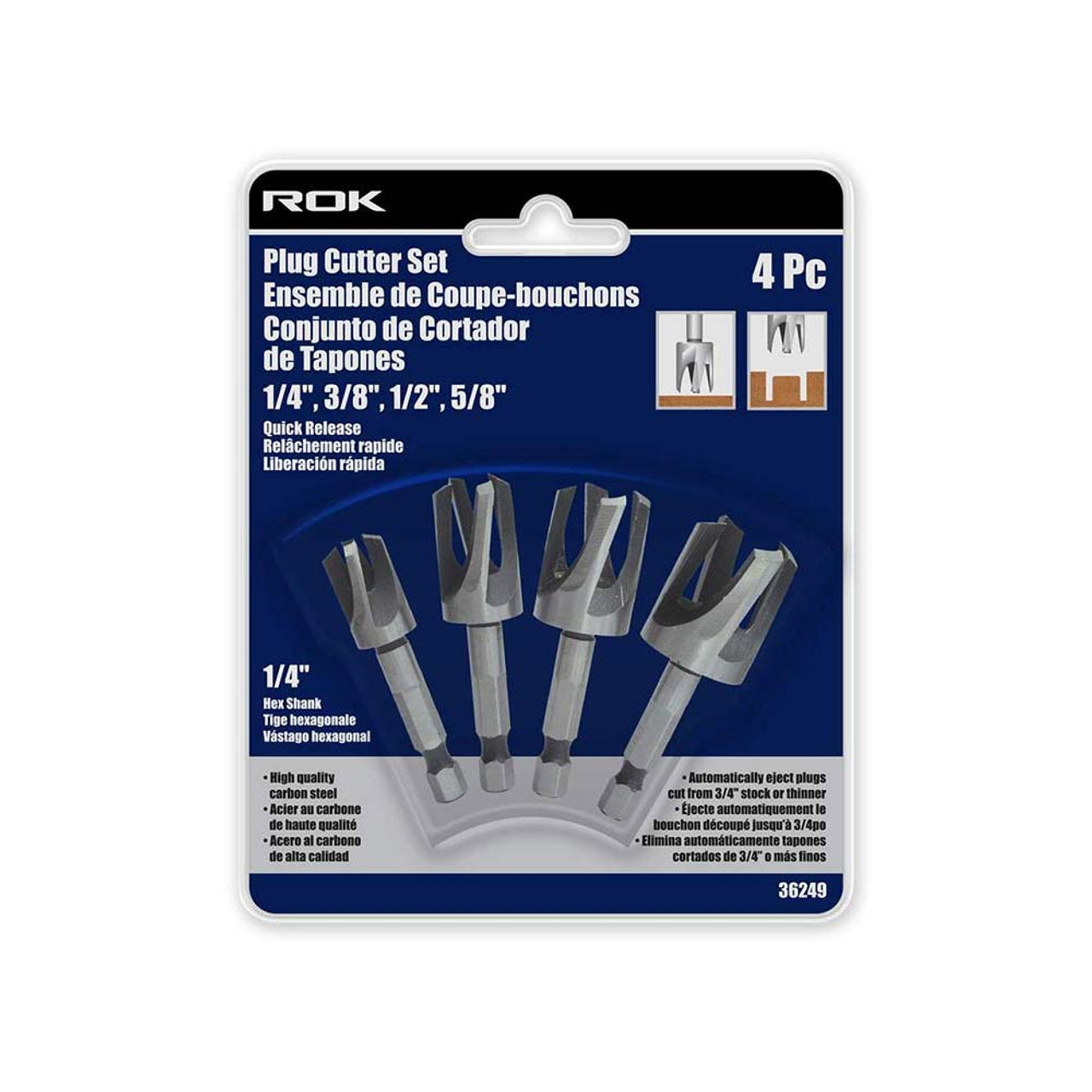 ROK 36249 4-Piece Plug Cutter Set
