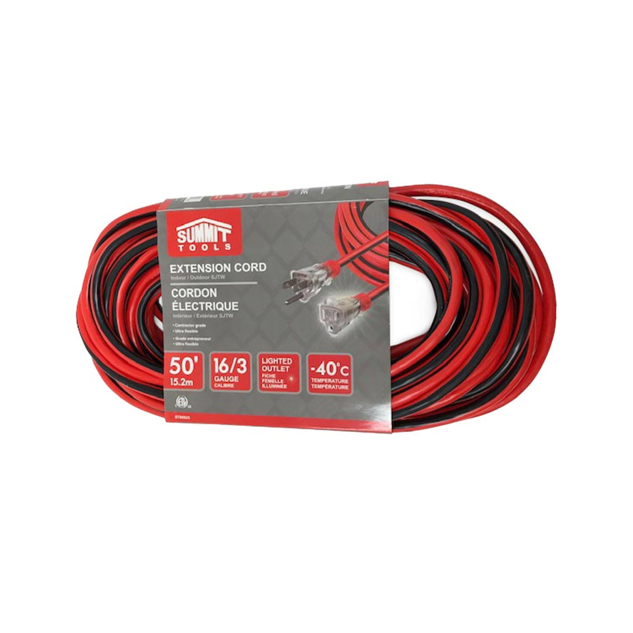 Summit ST80025 50 foot 16/3 Gauge All-Weather Extension Cord with Lighted End