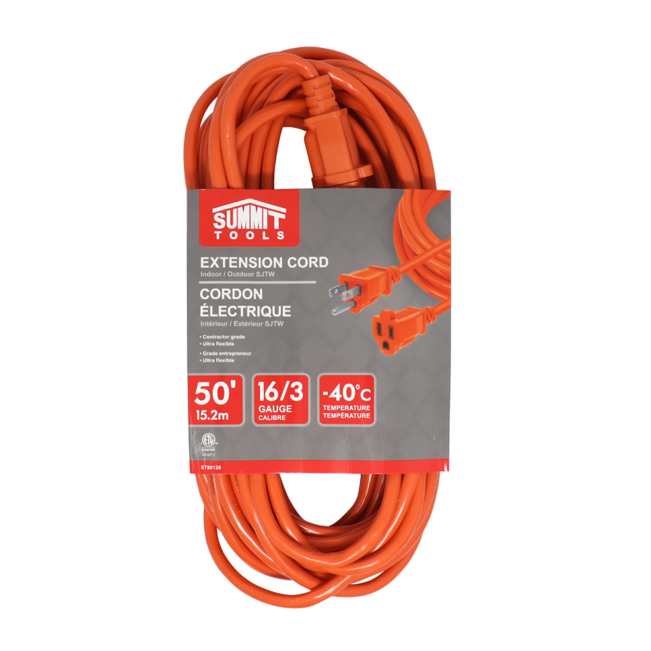 Summit ST80126 50 foot 16/3 Gauge All-Weather Extension Cord