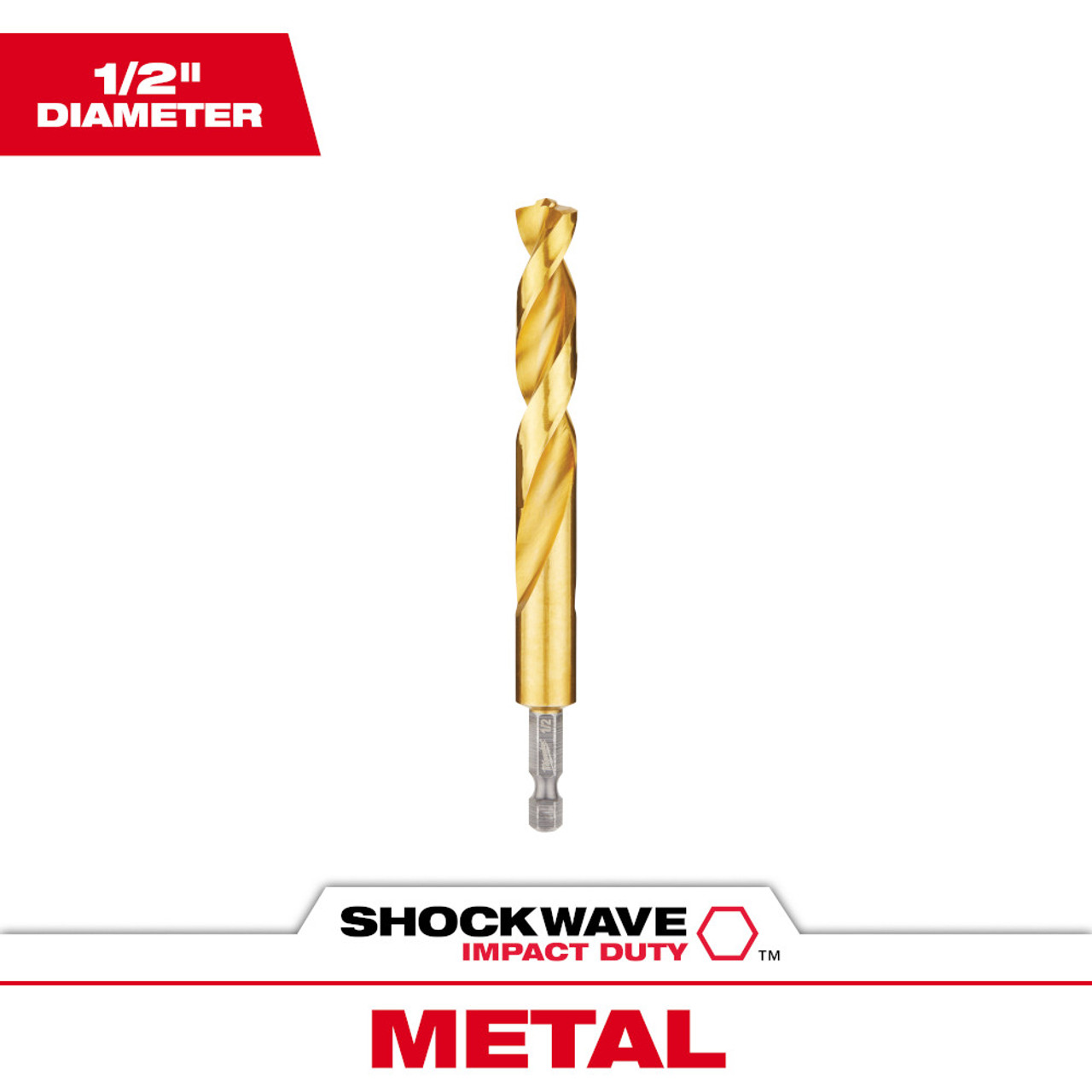 Milwaukee 48-89-4629 SHOCKWAVE 1/2 Inch Titanium Drill Bit with RED HELIX Milwaukee 48-89-4629 SHOCKWAVE 1/2 Inch Titanium Drill Bit with RED HELIX