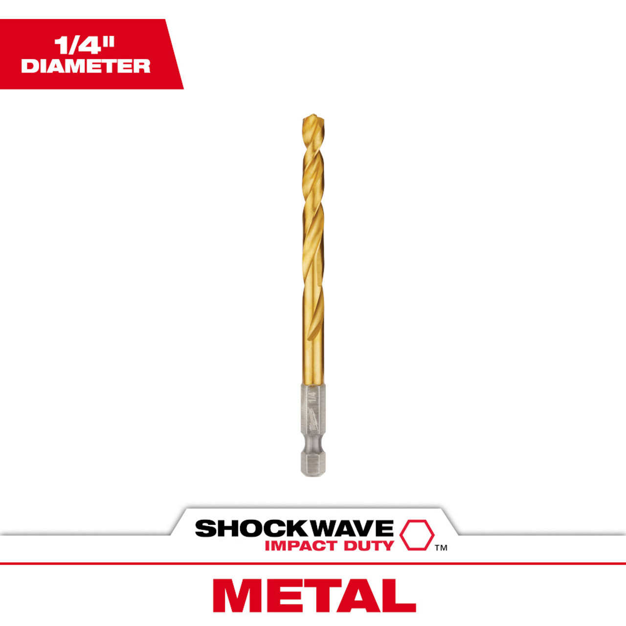 Milwaukee 48-89-4613 SHOCKWAVE 1/4 Inch Titanium Drill Bit with RED HELIX Milwaukee 48-89-4613 SHOCKWAVE 1/4 Inch Titanium Drill Bit with RED HELIX