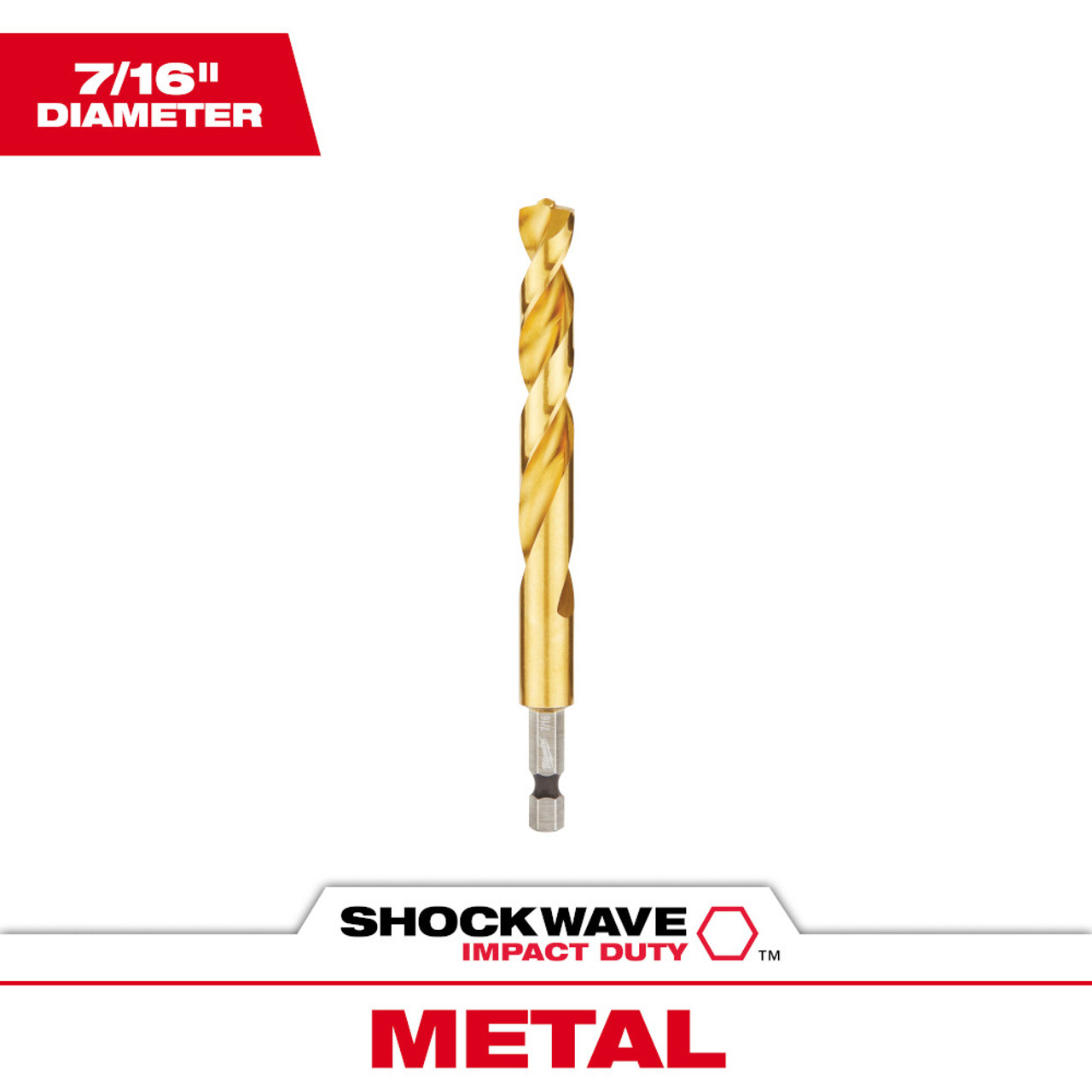 Milwaukee 48-89-4625 SHOCKWAVE 7/16 inch Titanium Drill Bit with RED HELIX Milwaukee 48-89-4625 SHOCKWAVE 7/16 inch Titanium Drill Bit with RED HELIX