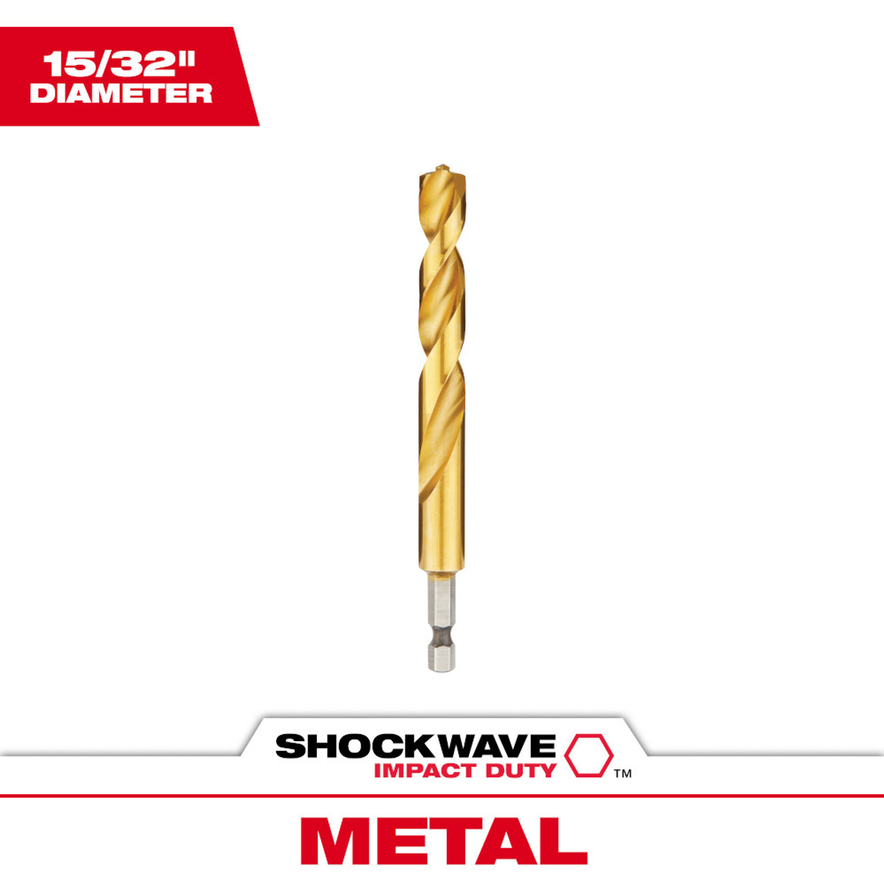 Milwaukee 48-89-4627 SHOCKWAVE 15/32 Inch Titanium Drill Bits with RED HELIX Milwaukee 48-89-4627 SHOCKWAVE 15/32 Inch Titanium Drill Bits with RED HELIX