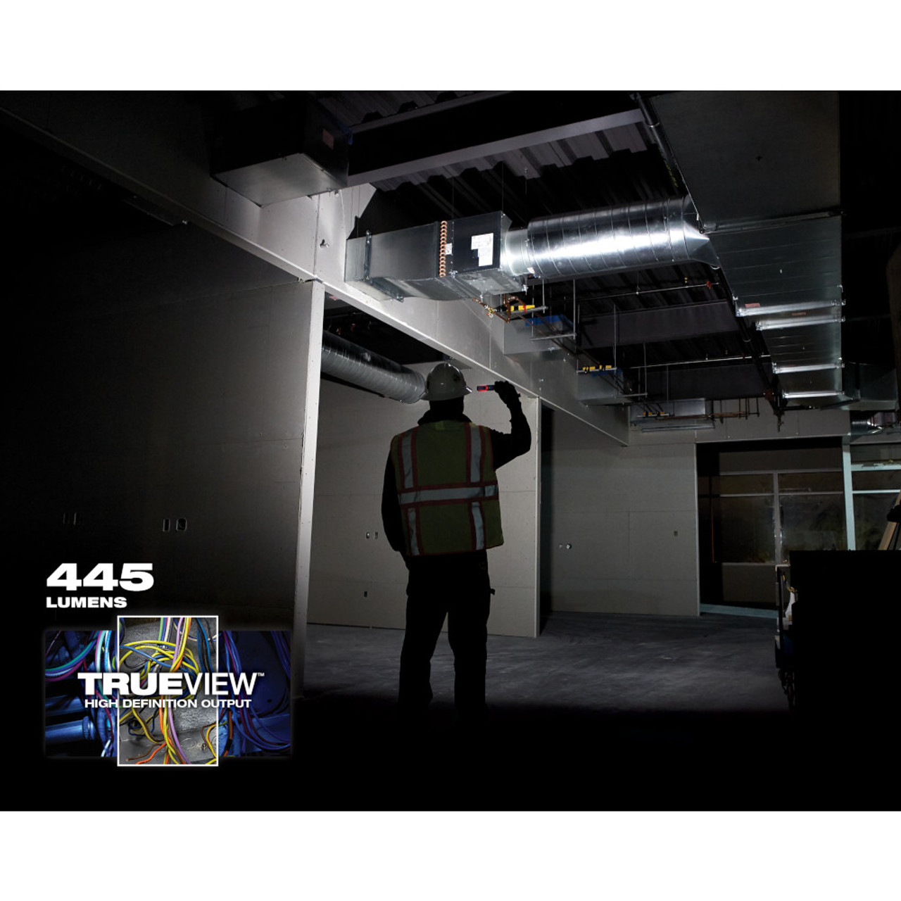 Milwaukee 2112-21 USB Rechargeable ROVER 455 Lumen Pocket Flood Light lighting the work area Milwaukee 2112-21 USB Rechargeable ROVER 455 Lumen Pocket Flood Light lighting the work area
