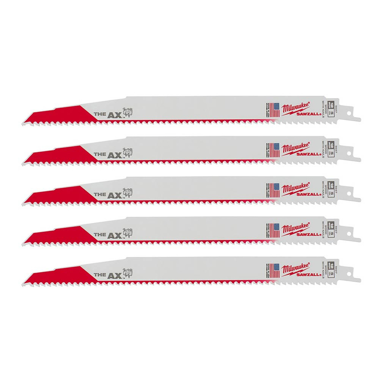 Milwaukee 48-00-5027 SAWZALL THE AX 12 inch 5 TPI Reciprocating Saw Blades - 5pk