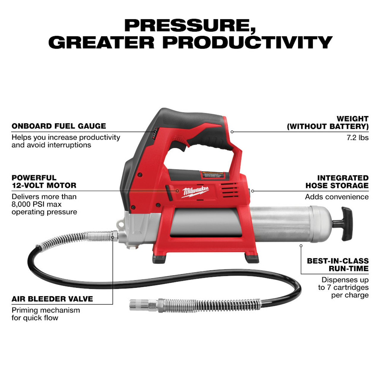 Milwaukee 2446-20 M12 Grease Gun (Tool Only)