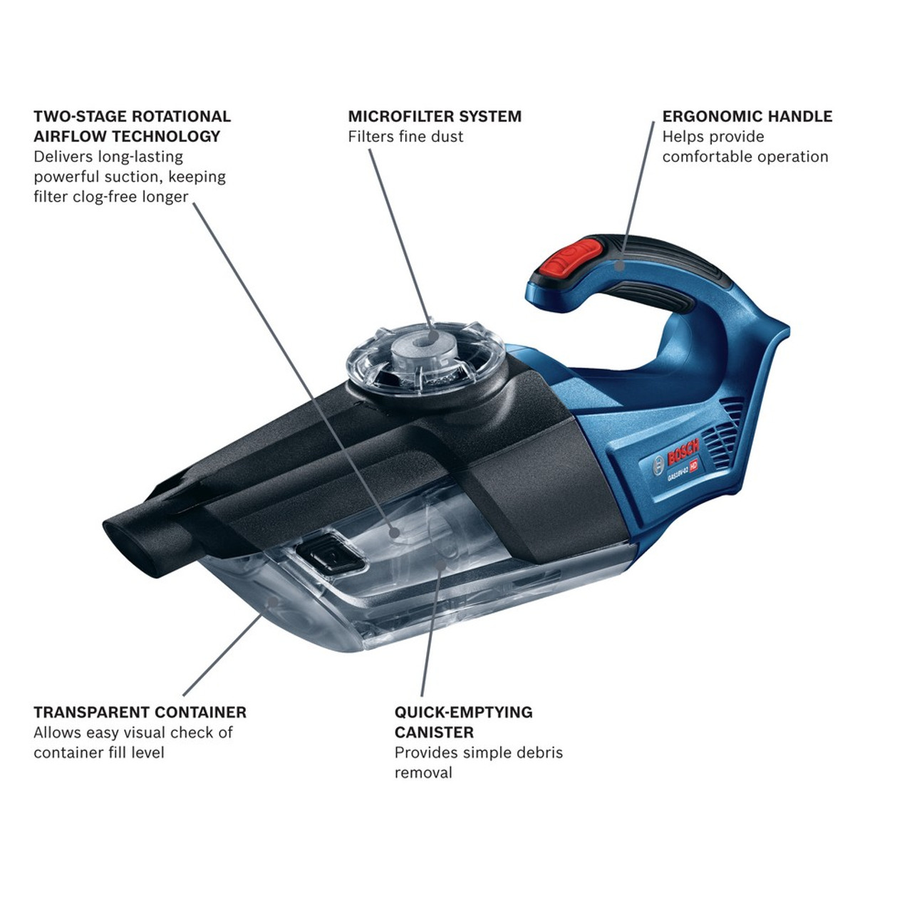 Bosch GAS18V-02N 18V Handheld Vacuum Cleaner (Tool Only)