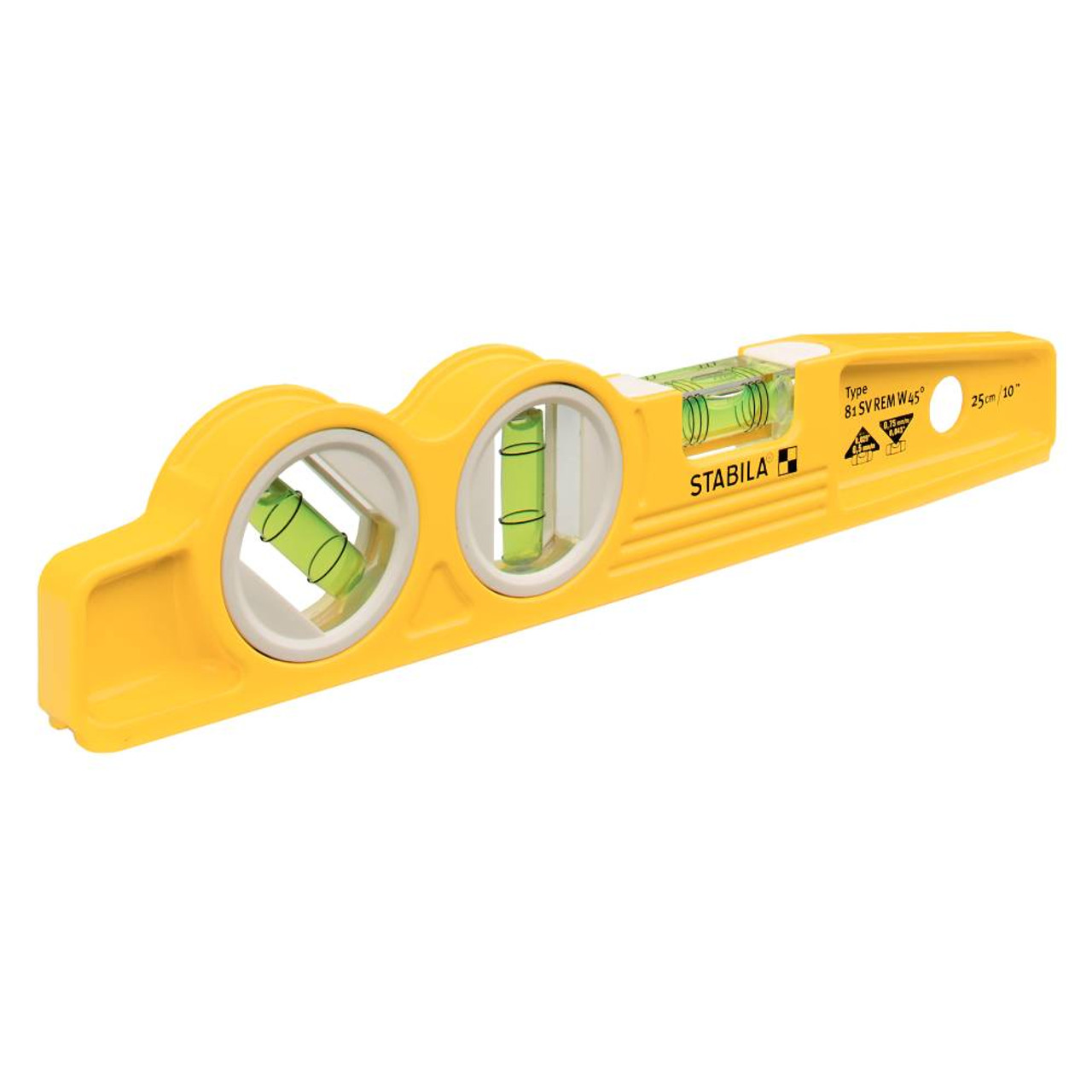 Stabila 25245 10 inch 81SMW45 Die Cast Magnetic Torpedo Level with 45 degree Vial and V-Groove Frame