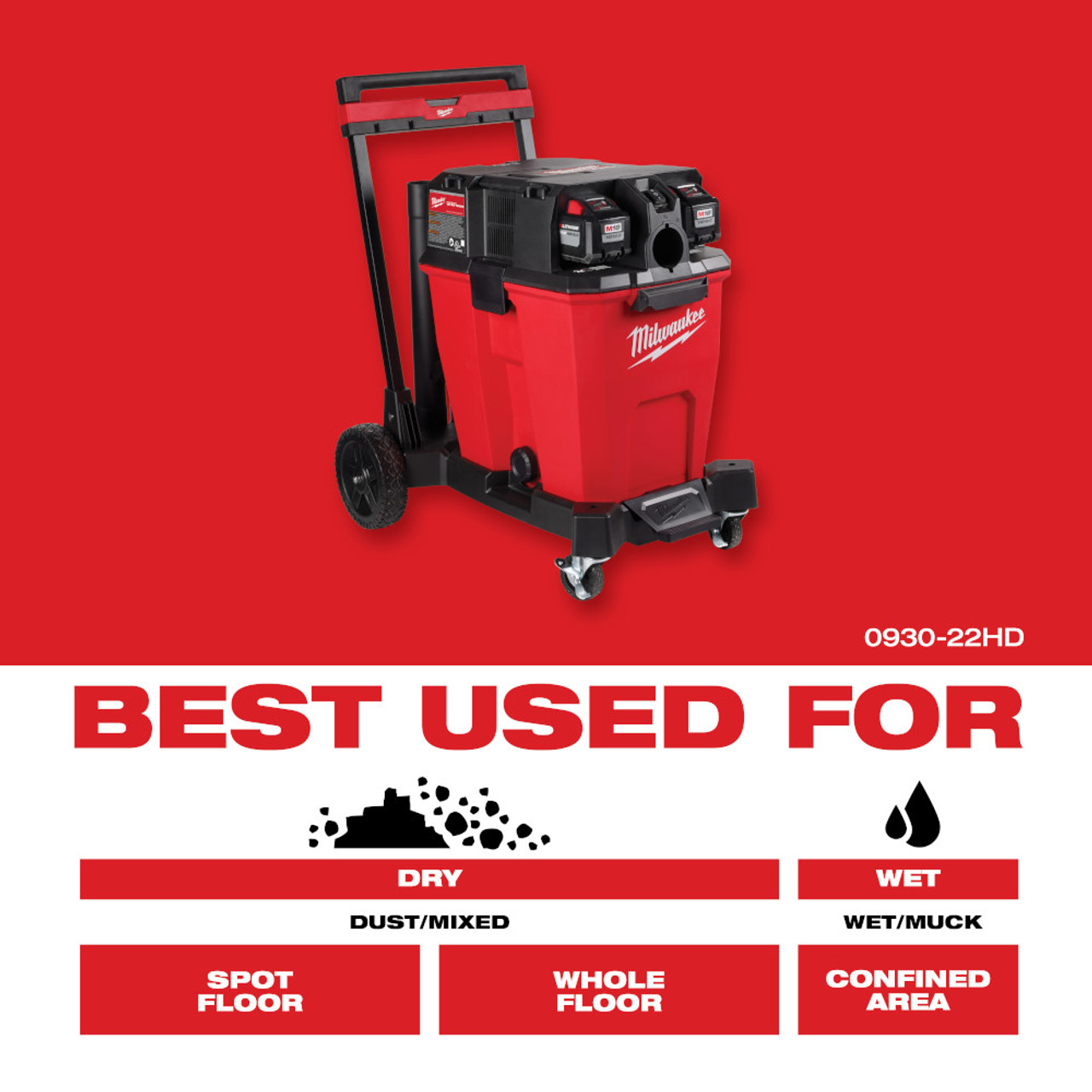 Milwaukee 0930-22HD M18 FUEL 12 Gal Brushless Wet/Dry Vacuum Kit Milwaukee 0930-22HD M18 FUEL 12 Gal Brushless Wet/Dry Vacuum Kit