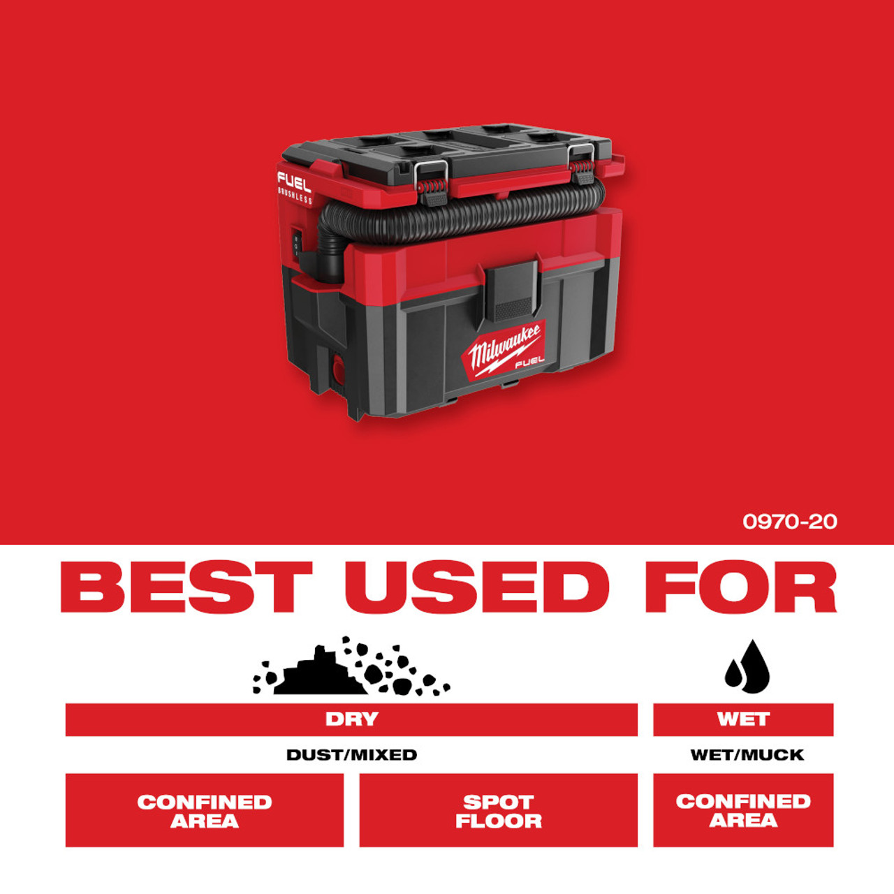 Milwaukee 0970-20 M18 FUEL PACKOUT 2.5 Gallon Wet/Dry Vacuum (Tool Only) Milwaukee 0970-20 M18 FUEL PACKOUT 2.5 Gallon Wet/Dry Vacuum (Tool Only)