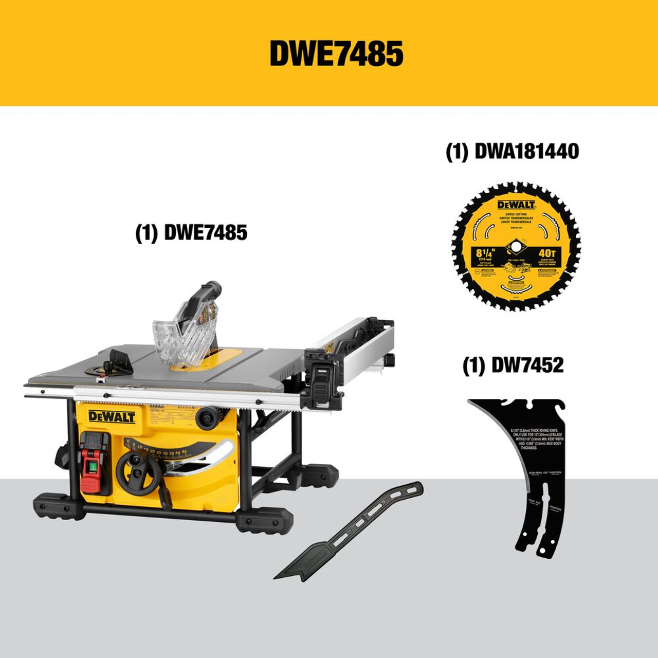 DeWalt DWE7485 8-1/4 Inch Compact Jobsite Table Saw DeWalt DWE7485 8-1/4 Inch Compact Jobsite Table Saw