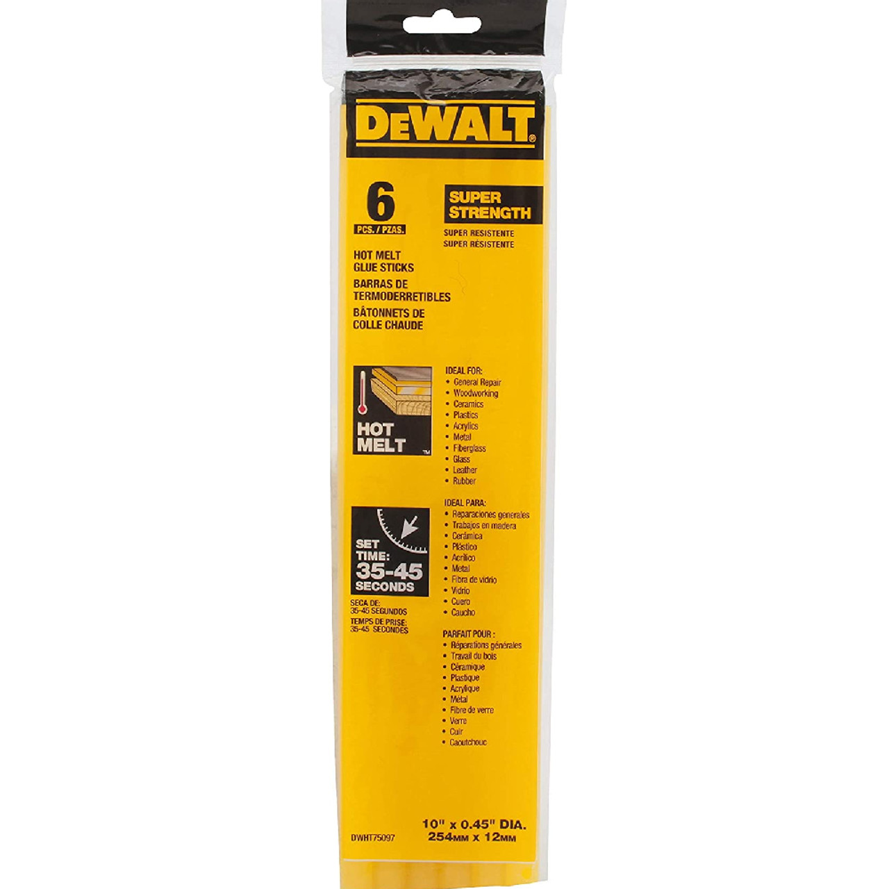 DeWalt DWHT75097 10 Inch x 7/16 Inch Hot Melt Glue Sticks - 6pk DeWalt DWHT75097 10 Inch x 7/16 Inch Hot Melt Glue Sticks - 6pk