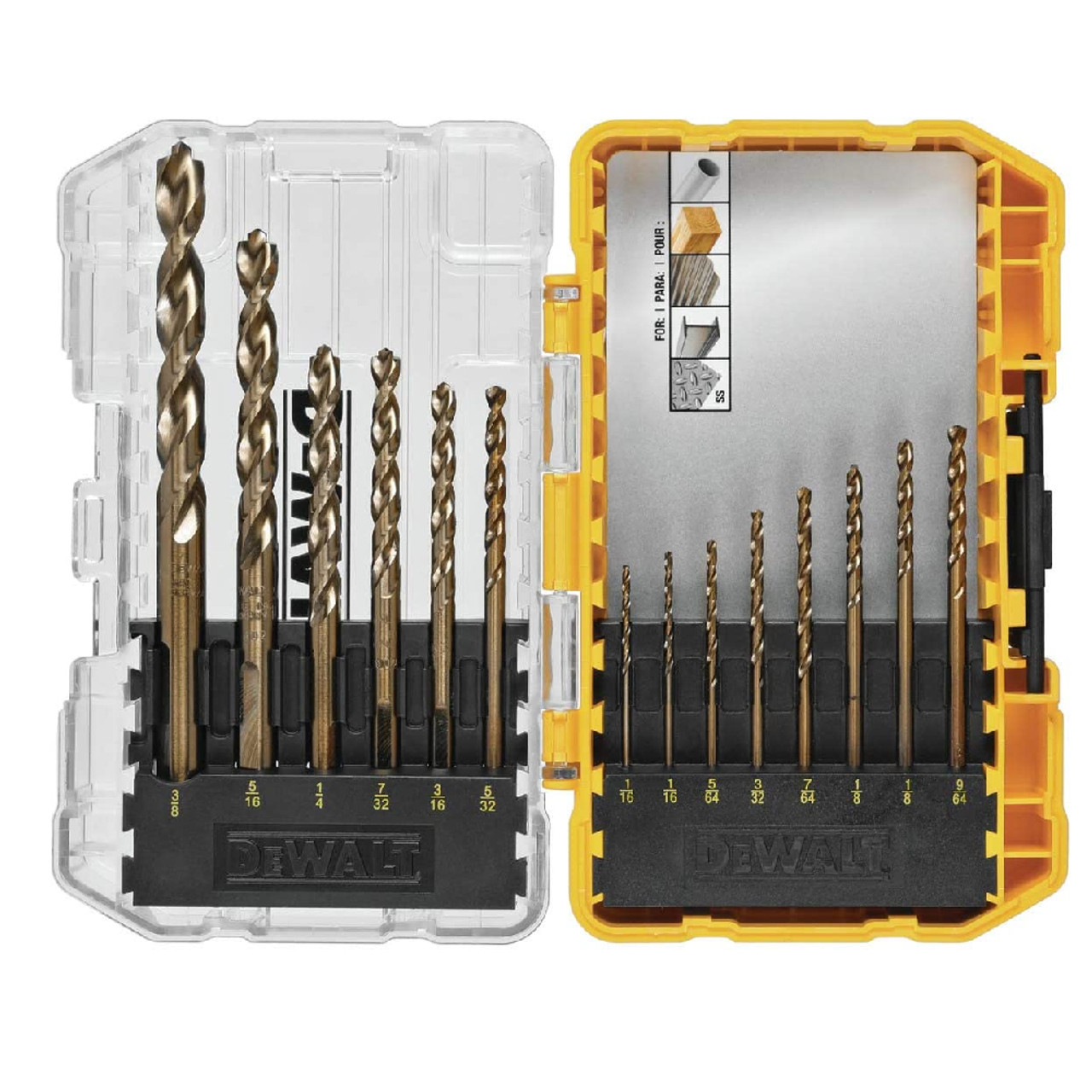 DeWalt DWA1240 14pc Pilot Point Industrial Cobalt Alloy Steel Drill Bit Set with ToughCase+ System DeWalt DWA1240 14pc Pilot Point Industrial Cobalt Alloy Steel Drill Bit Set with ToughCase+ System