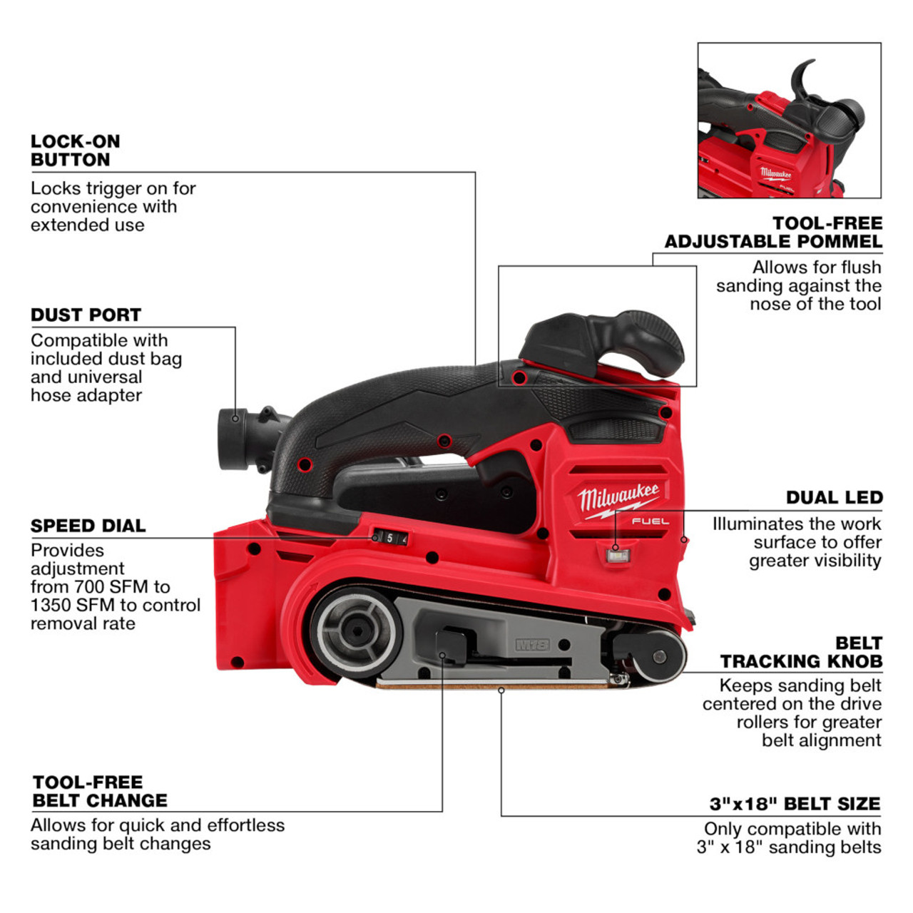 Milwaukee 2832-20 M18 FUEL 3-inch x 18-inch Belt Sander (Tool Only) Milwaukee 2832-20 M18 FUEL 3-inch x 18-inch Belt Sander (Tool Only)