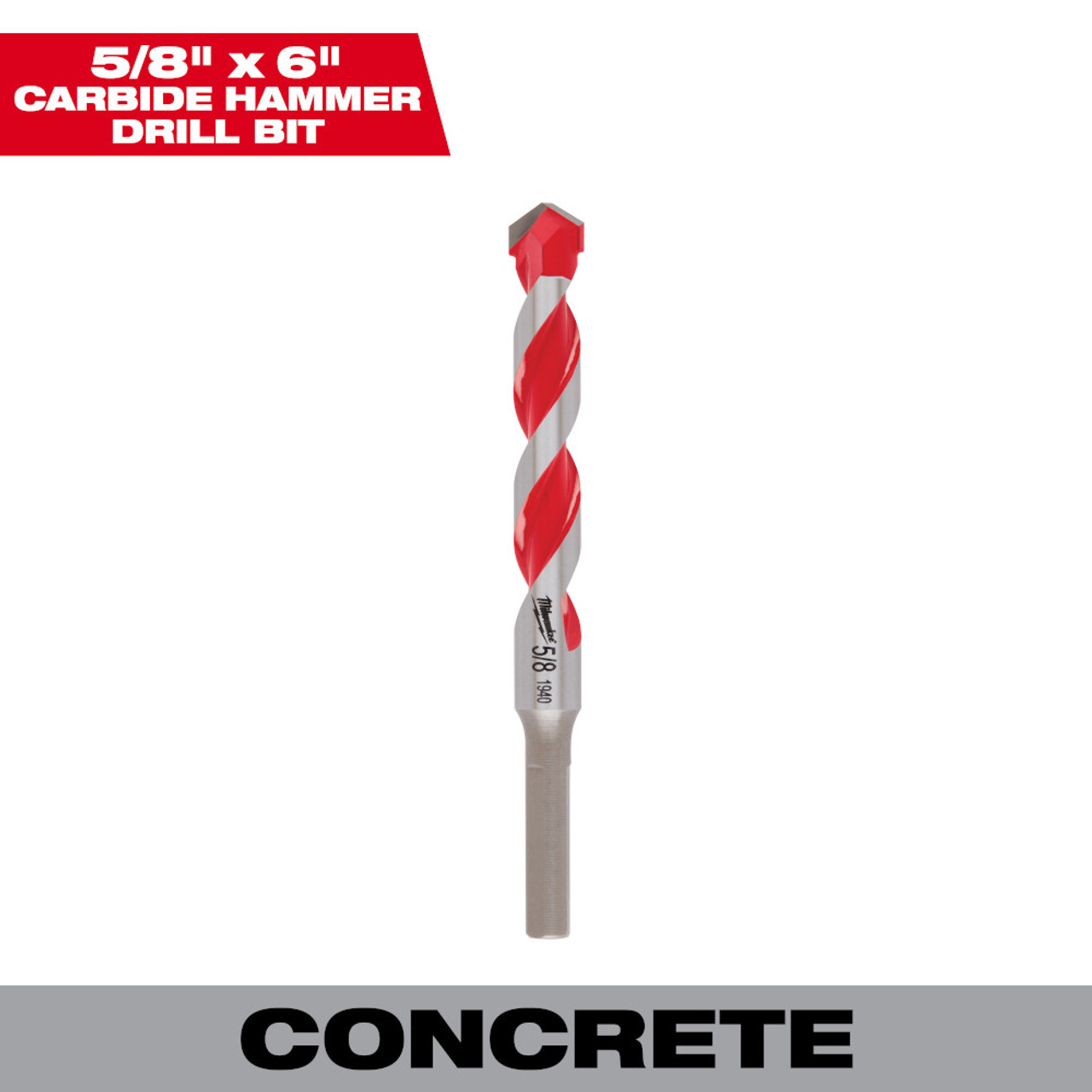 Milwaukee 48-20-9040 SHOCKWAVE 5/8-inch x 4-inch x 6-inch Carbide Hammer Drill Bit Milwaukee 48-20-9040 SHOCKWAVE 5/8-inch x 4-inch x 6-inch Carbide Hammer Drill Bit
