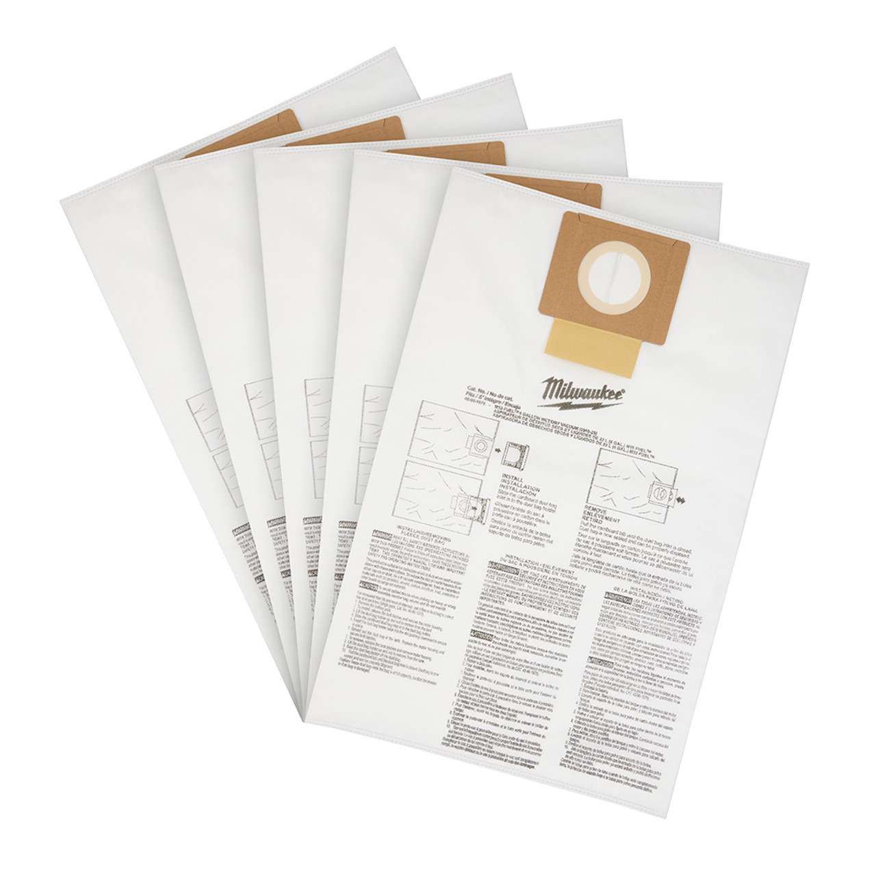 Milwaukee 49-90-1979 6 Gallon Wet/Dry Vacuum Fleece Dust Bags - 5 pack Milwaukee 49-90-1979 6 Gallon Wet/Dry Vacuum Fleece Dust Bags - 5 pack