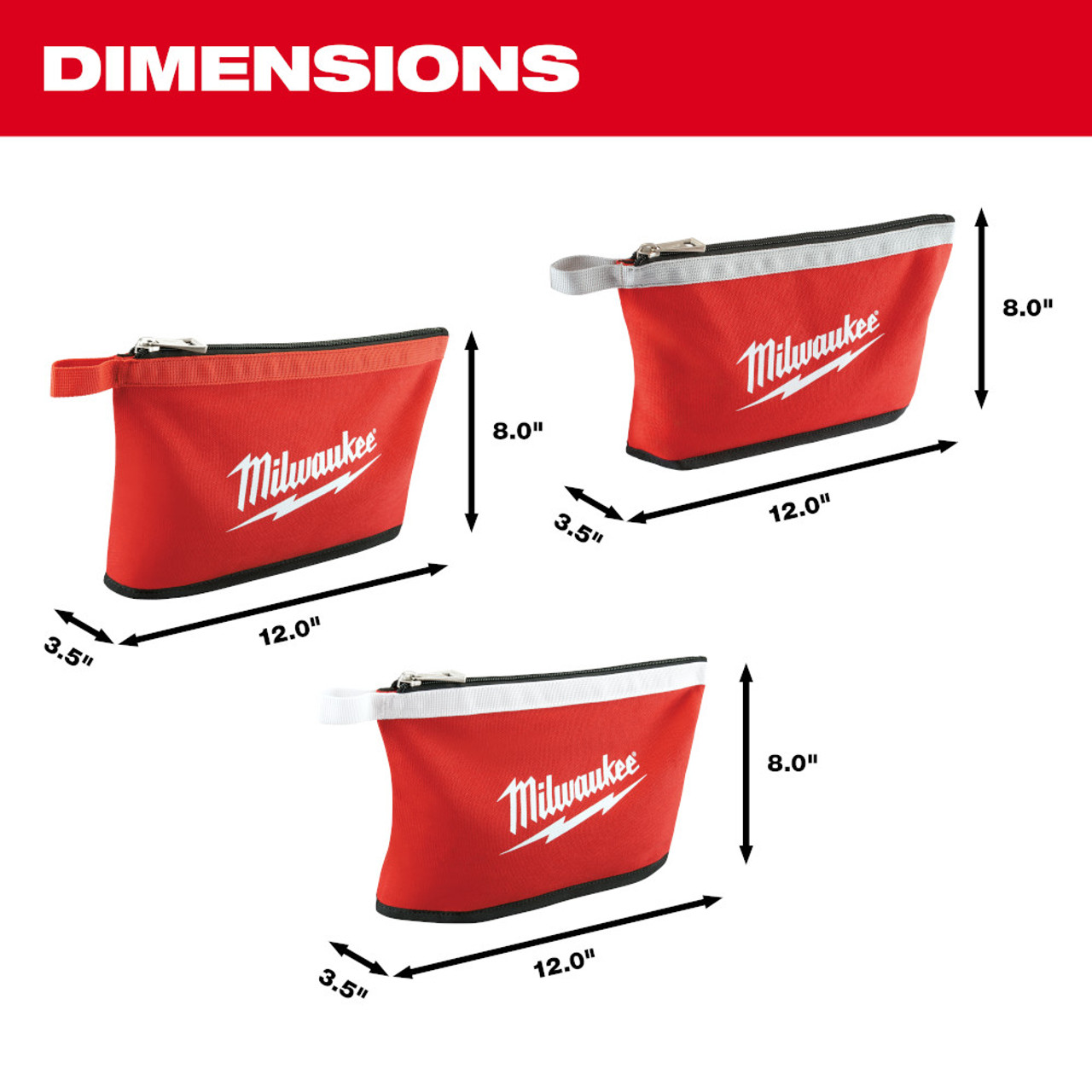 Milwaukee 48-22-8193 3 piece 12 inch Zipper Pouch Set Milwaukee 48-22-8193 3 piece 12 inch Zipper Pouch Set