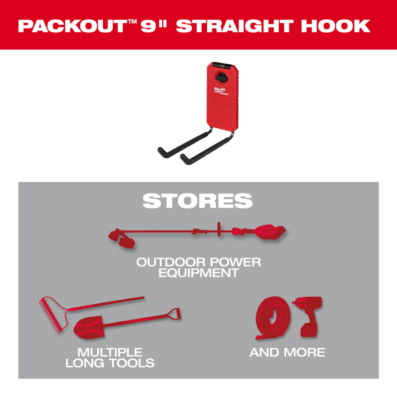Milwaukee 48-22-8330 PACKOUT 9 inch Straight Hook Milwaukee 48-22-8330 PACKOUT 9 inch Straight Hook