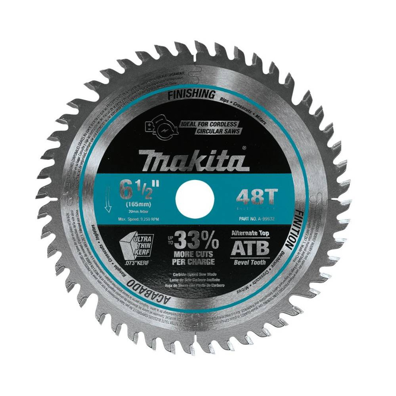 Makita A-99932 6-1/2 Inch 48T Carbide‑Tipped Plunge Saw Blade