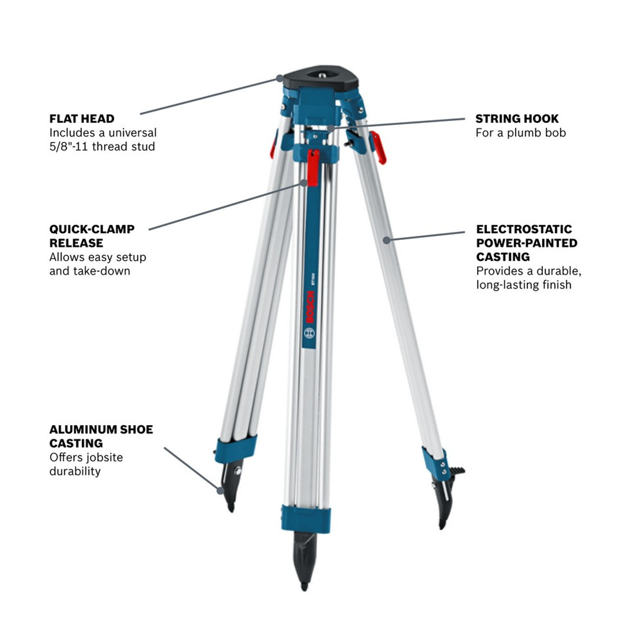 Bosch BT160 63 inch Aluminum Contractors foot Tripod