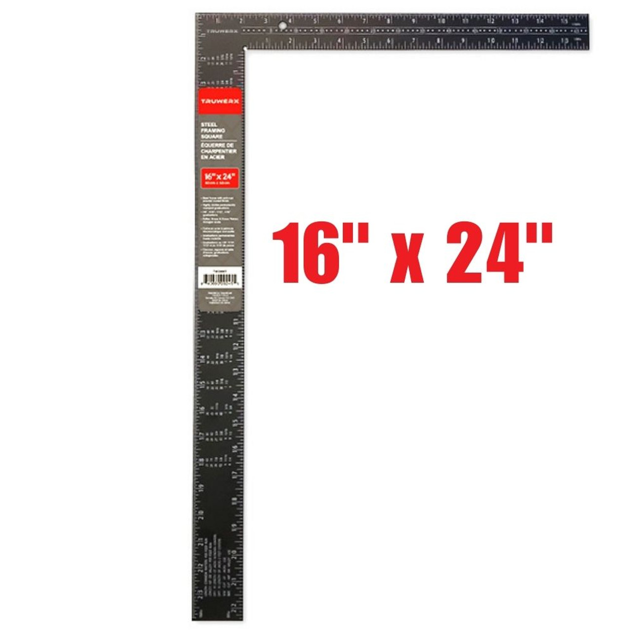 Truwerx 29065 16 inch x 24 inch Black Steel Framing Square