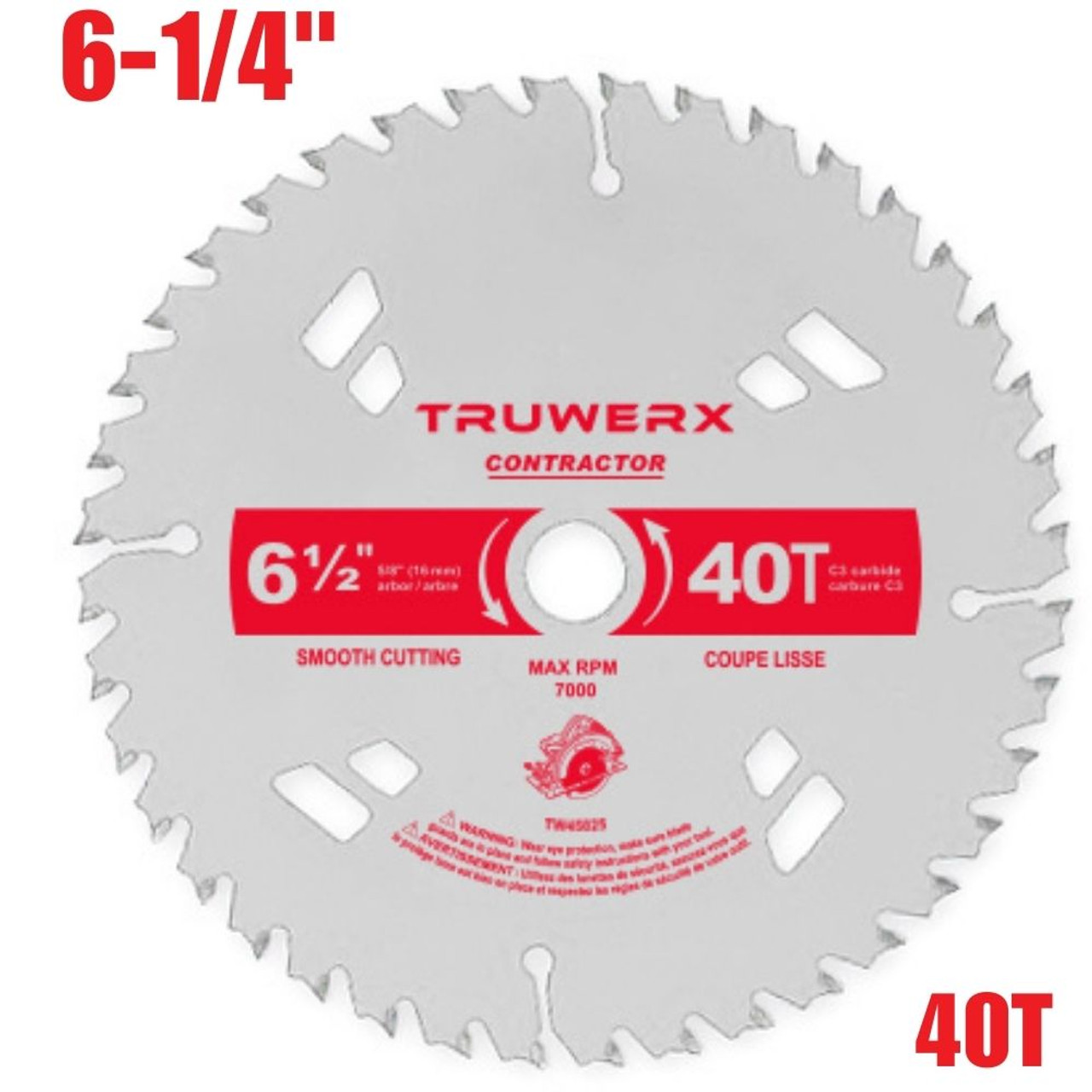 Truwerx 45025 6-1/2 Inch x 40T Smooth Cutting Circular Saw Blade