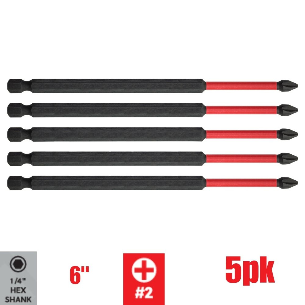 Truwerx 51024 #2 Phillips x 6-Inch Impact Driver Bit - 5pk Truwerx 51024 #2 Phillips x 6-Inch Impact Driver Bit - 5pk