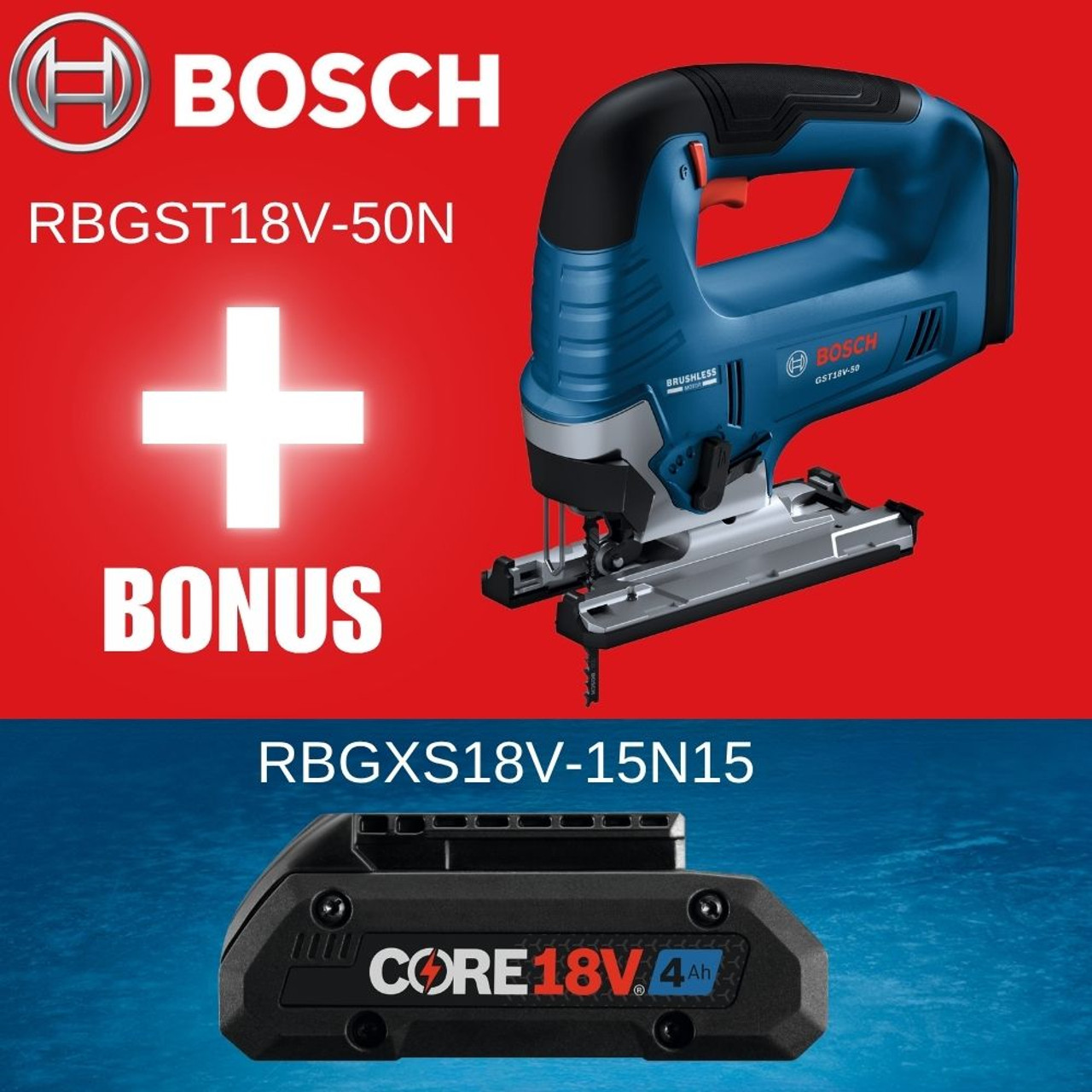 Bosch GST18V-50N 18V Brushless Cordless Top-Handle Jig Saw (Tool Only)