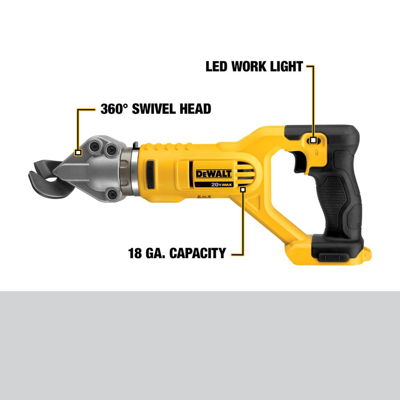 DeWalt DCS496B 20V MAX Cordless 18-Gauge Swivel-Head Offset Shears (Tool Only)