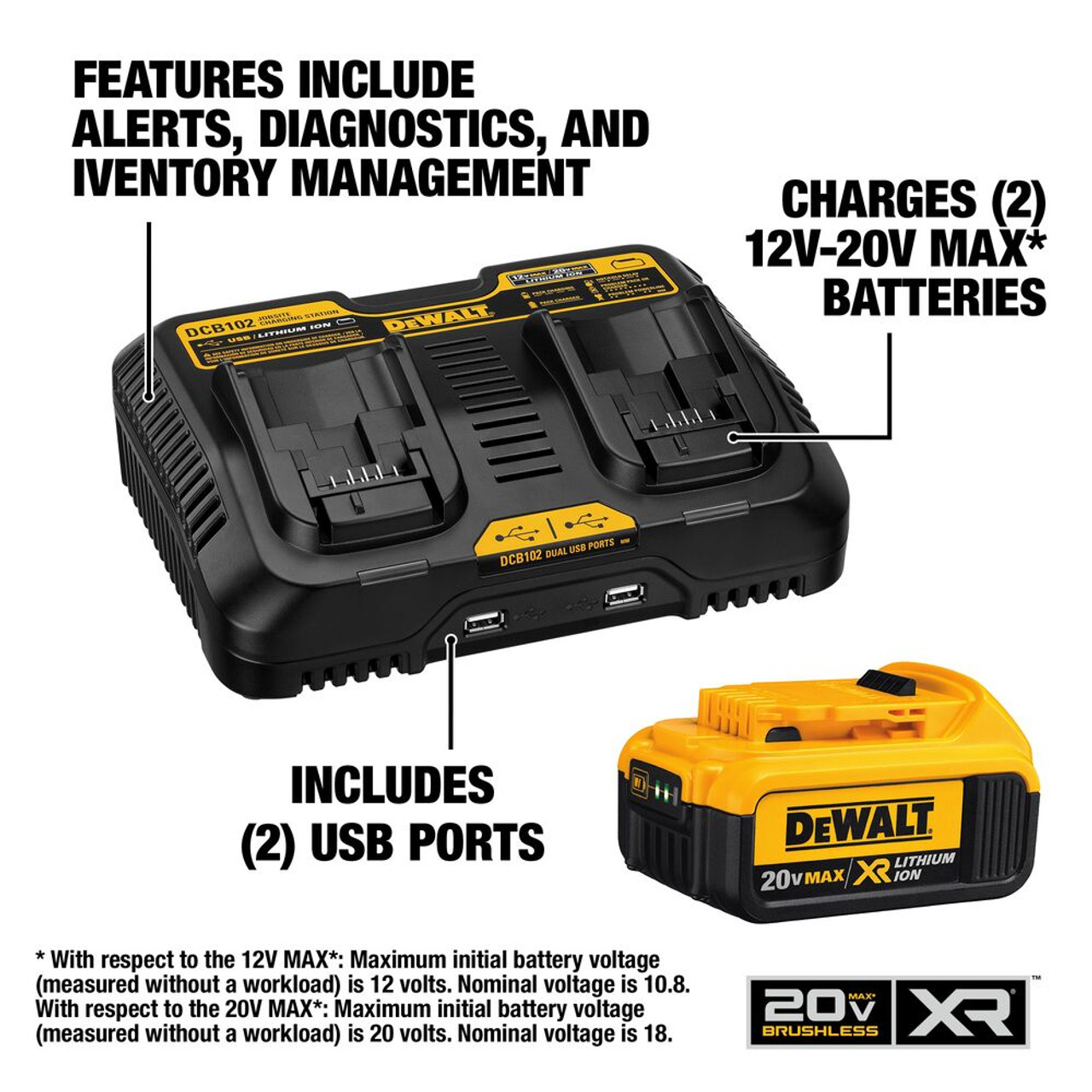 DeWalt DCB102 12V - 20V MAX Dual Port Charging Station