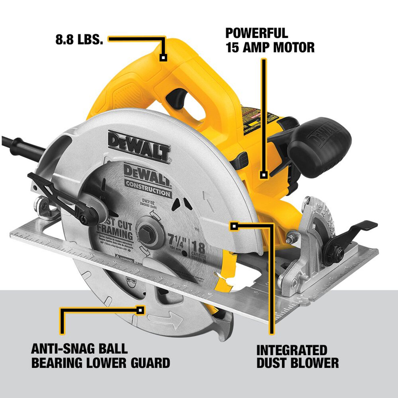 DeWalt DWE575SB 7-1/4 inch Lightweight Circular Saw with Electric Brake