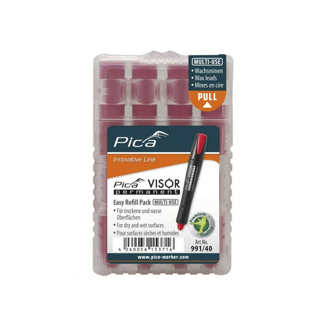 Pica 991-40-SB VISOR Permanent Marker Red Lead Refills - 4pk