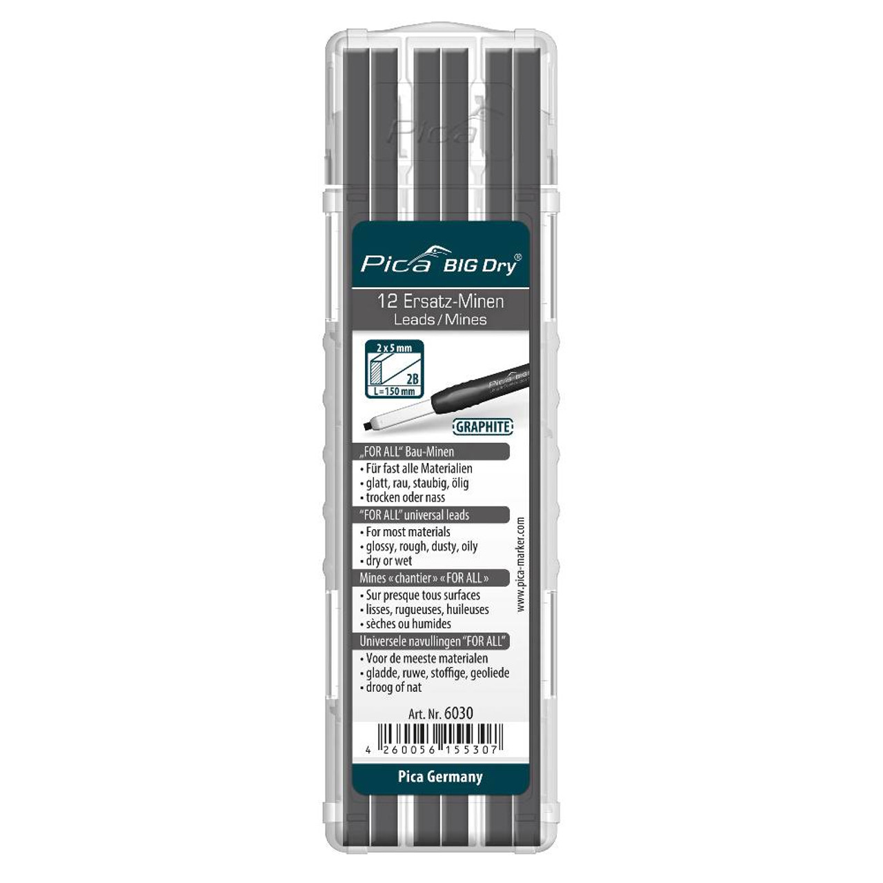 Pica 6030 Pica-Dry Graphite Lead Refills - 12pk
