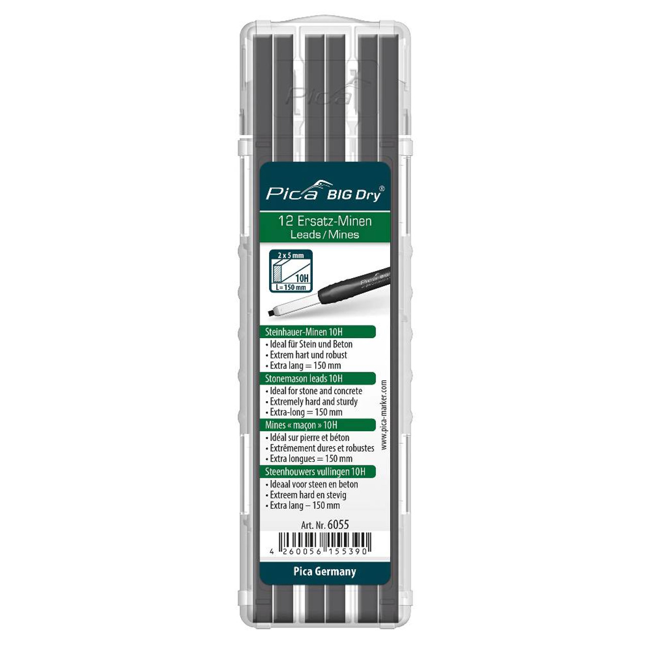 Pica 6055 Pica-Dry Stonemason Graphite Lead Refills - 12pk