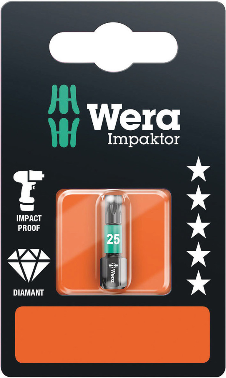 Wera 05073925001 867/1 IMP DC SB Impaktor TORX Driver Bit - T25 x 25mm Wera 05073925001 867/1 IMP DC SB Impaktor TORX Driver Bit - T25 x 25mm