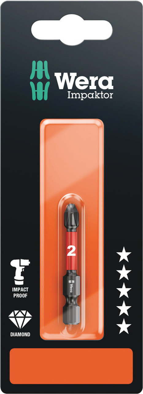 Wera 05073956001 851/1 IMP DC SB Impaktor Phillips Driver Bit - PH 2 x 50mm Wera 05073956001 851/1 IMP DC SB Impaktor Phillips Driver Bit - PH 2 x 50mm